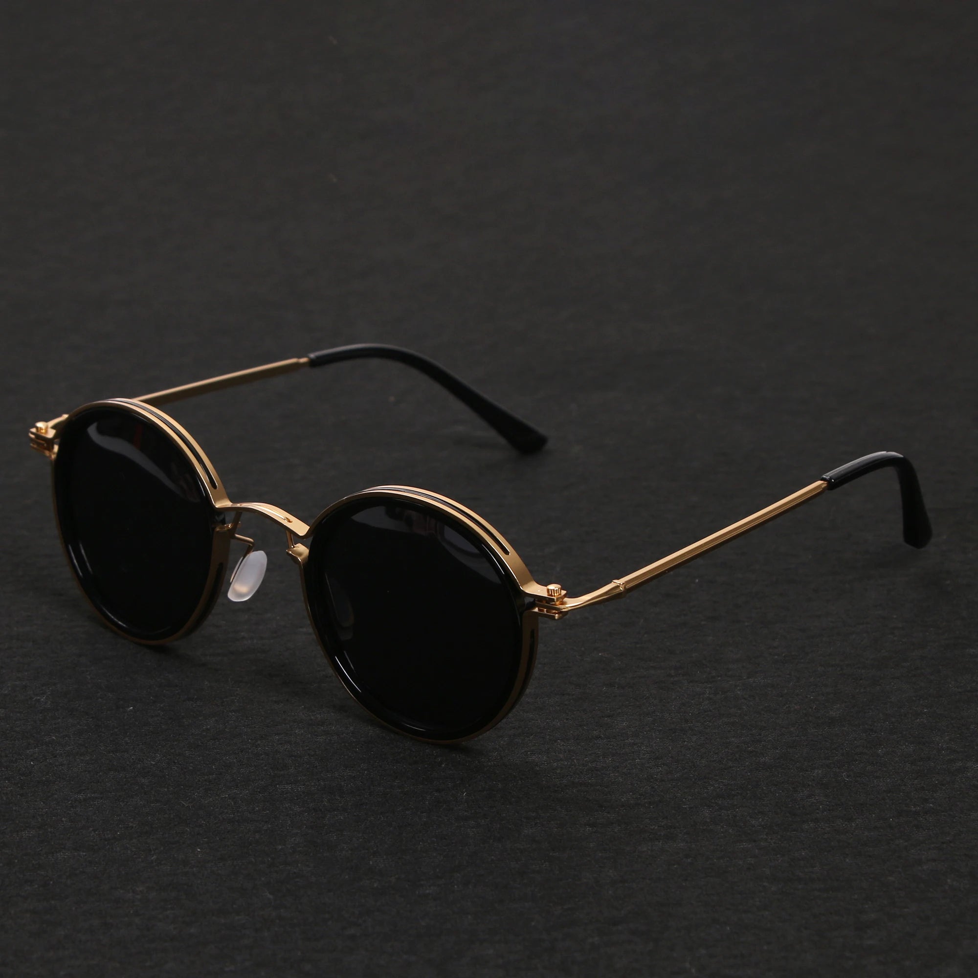 Polarized Round Retro Sunglases, Metal Frame