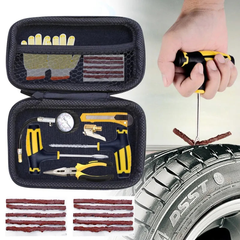 Tire Repair Kit for SUVs & ATVs - Emergency Puncture Plug Tools, Rasp, and Glue for Quick Fixes