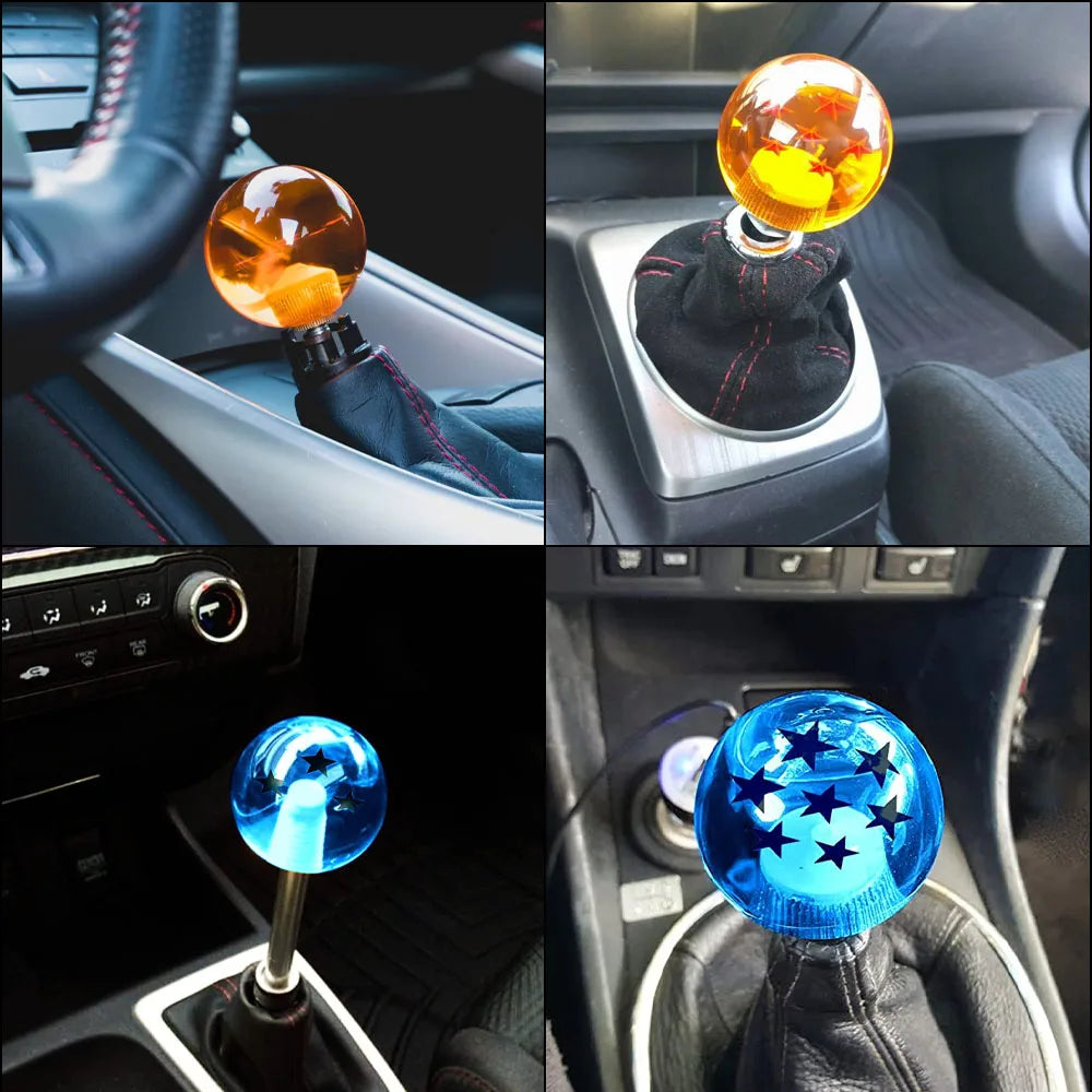 Amber or Blue Acrylic Crystal Star Ball Shift Knob