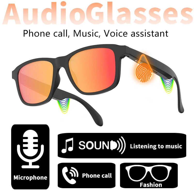 Fashionable Smart Glasses - Voice Call  Music Support - Touch Operation - Polarized Mirror Eye Protection Lenses included