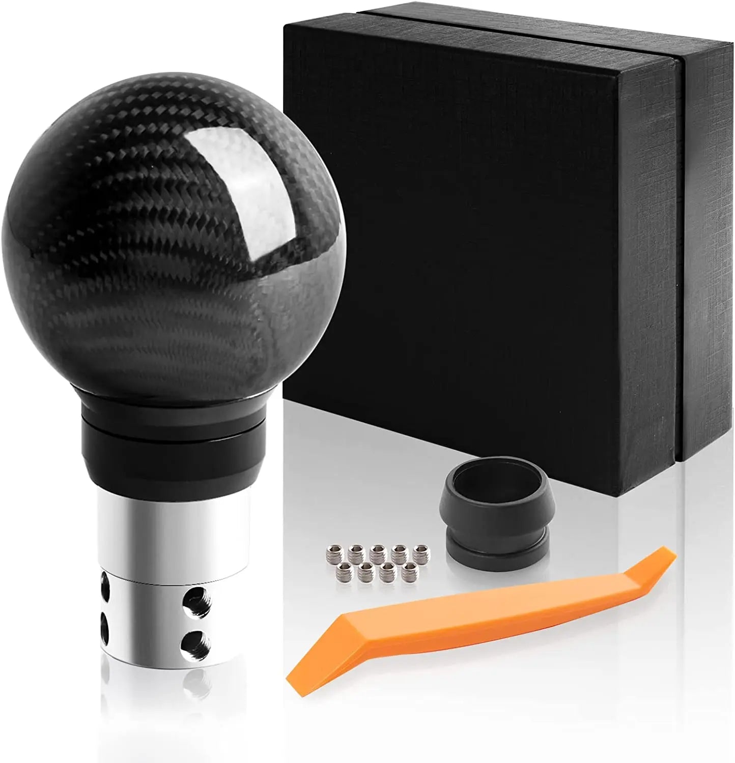 Universal Carbon Fiber Shift knob Round Ball Compatible with Lock/Button Automatic Transmission Car accessories