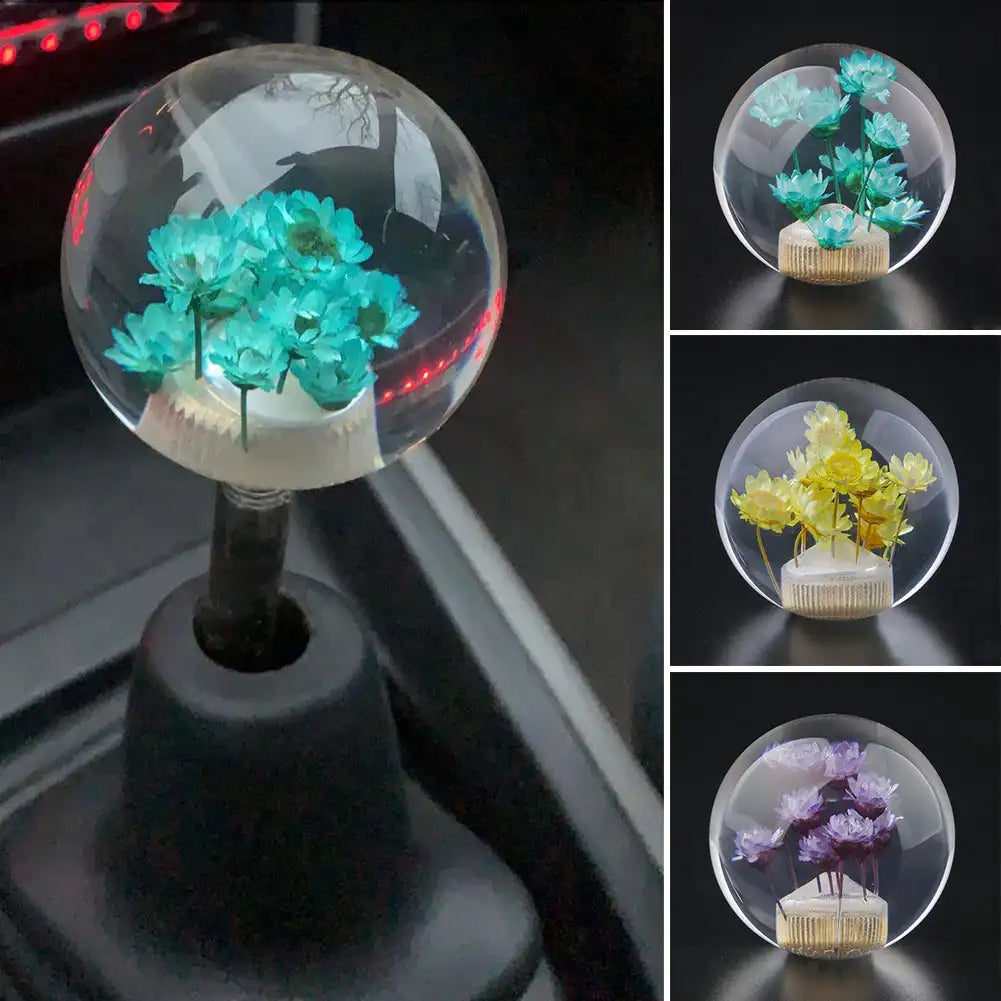 Transparent Flower Round Shift Knob, Manual Vehicle Shift Knob Ball