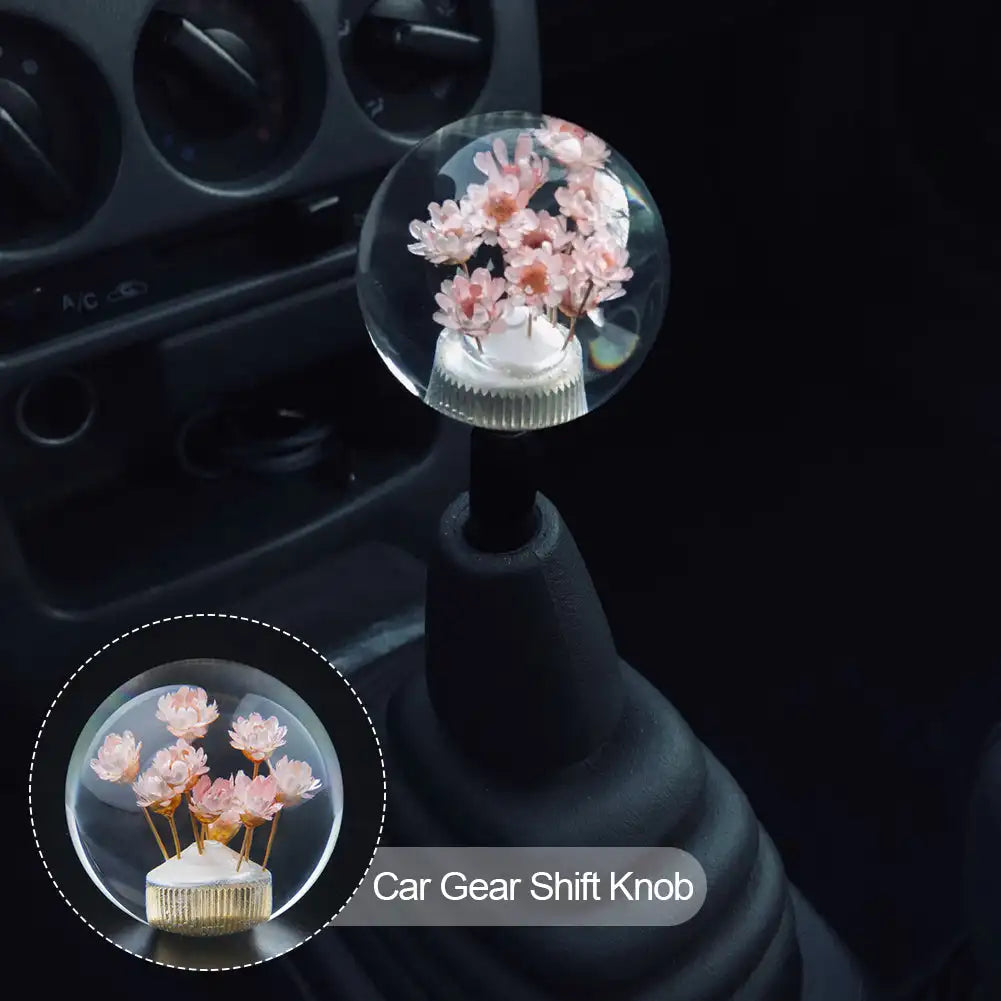 Transparent Flower Round Shift Knob, Manual Vehicle Shift Knob Ball