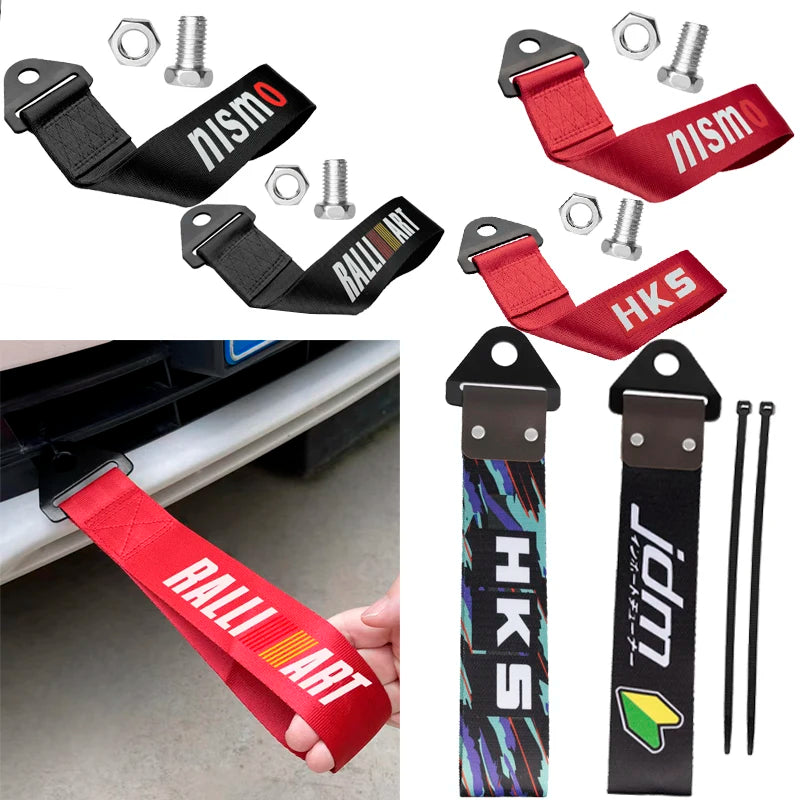 JDM Racing High-Strength Tow Hook Rope - Universal Car Bumper Strap for Towing and Decoration