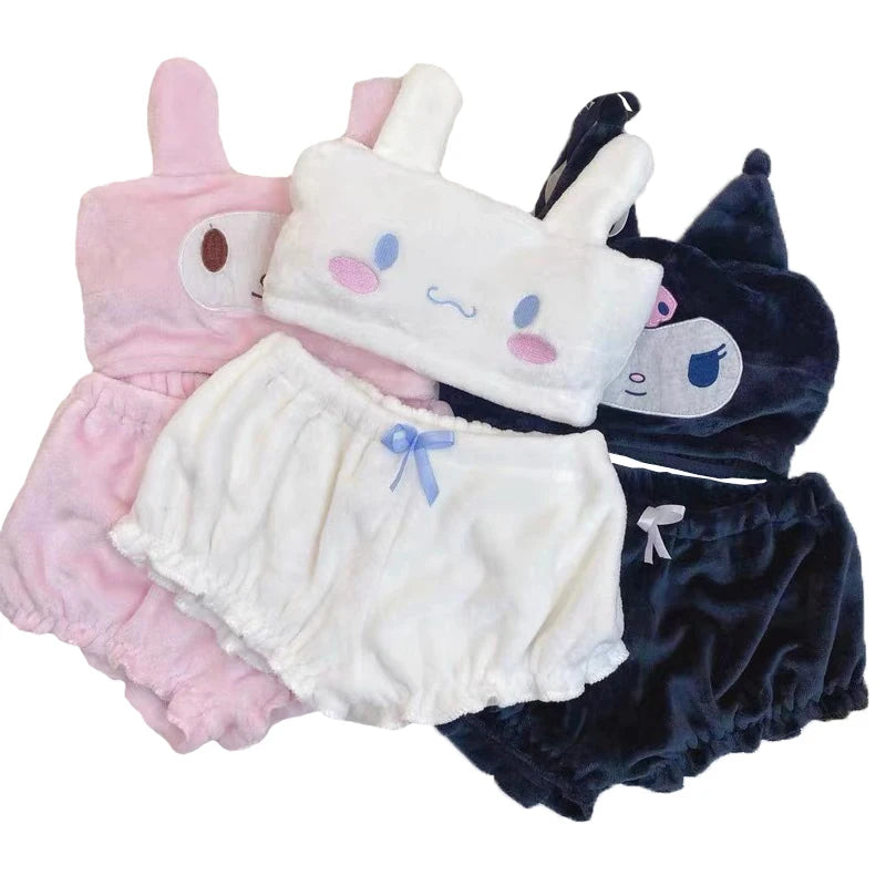 Kawaii Anime Kuromi Pajamas My Melody Pompom Purin Hello Kitty, Top & Bottom Set