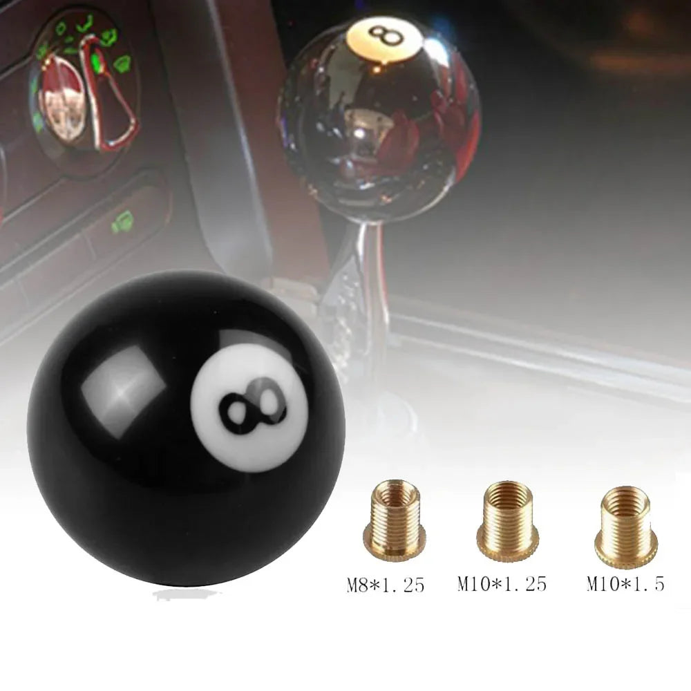 Universal Manual & Automatic Billiard Ball Gear Shift Knob - Stylish Acrylic Shifter Lever Cover with Multiple Thread Adapters