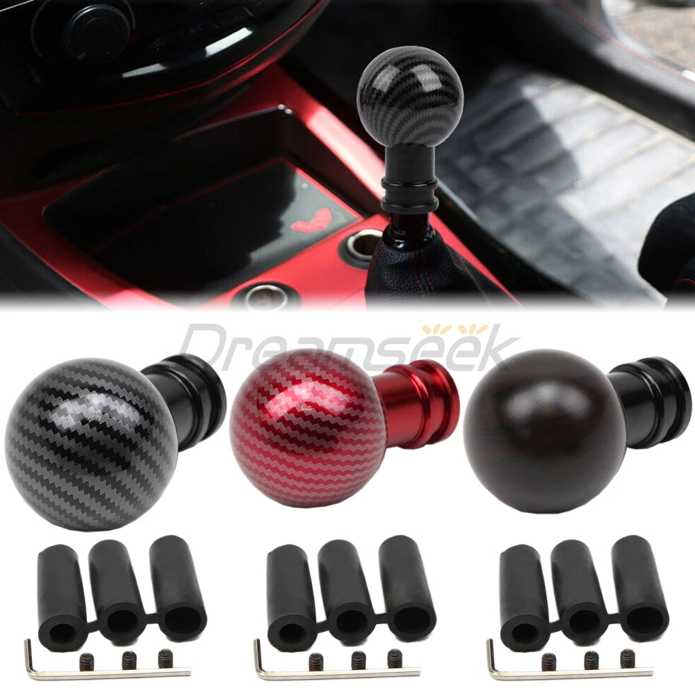 Gear Shift Knob Universal Car Manual Automatic Lever Head Stick Shifter Sandalwood Color / Black / Red Carbon Fiber Style Ball