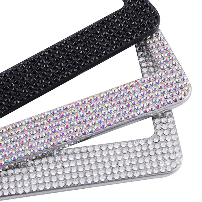 US Model Rhinestone License Plate Frame, Black Diamond Llicense Plate