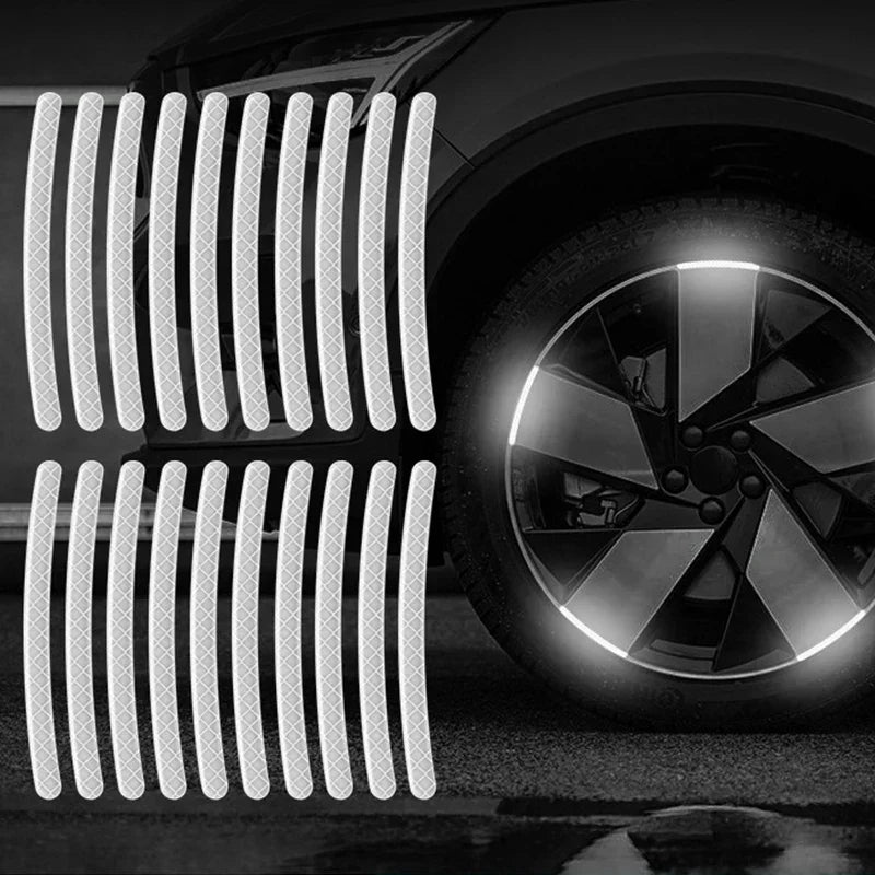 20Pcs Colorful Reflective Strips Car Motorcycle Wheel Hub Stickers Car Styling Decal Sticker Auto Moto Decor Decals Accessories