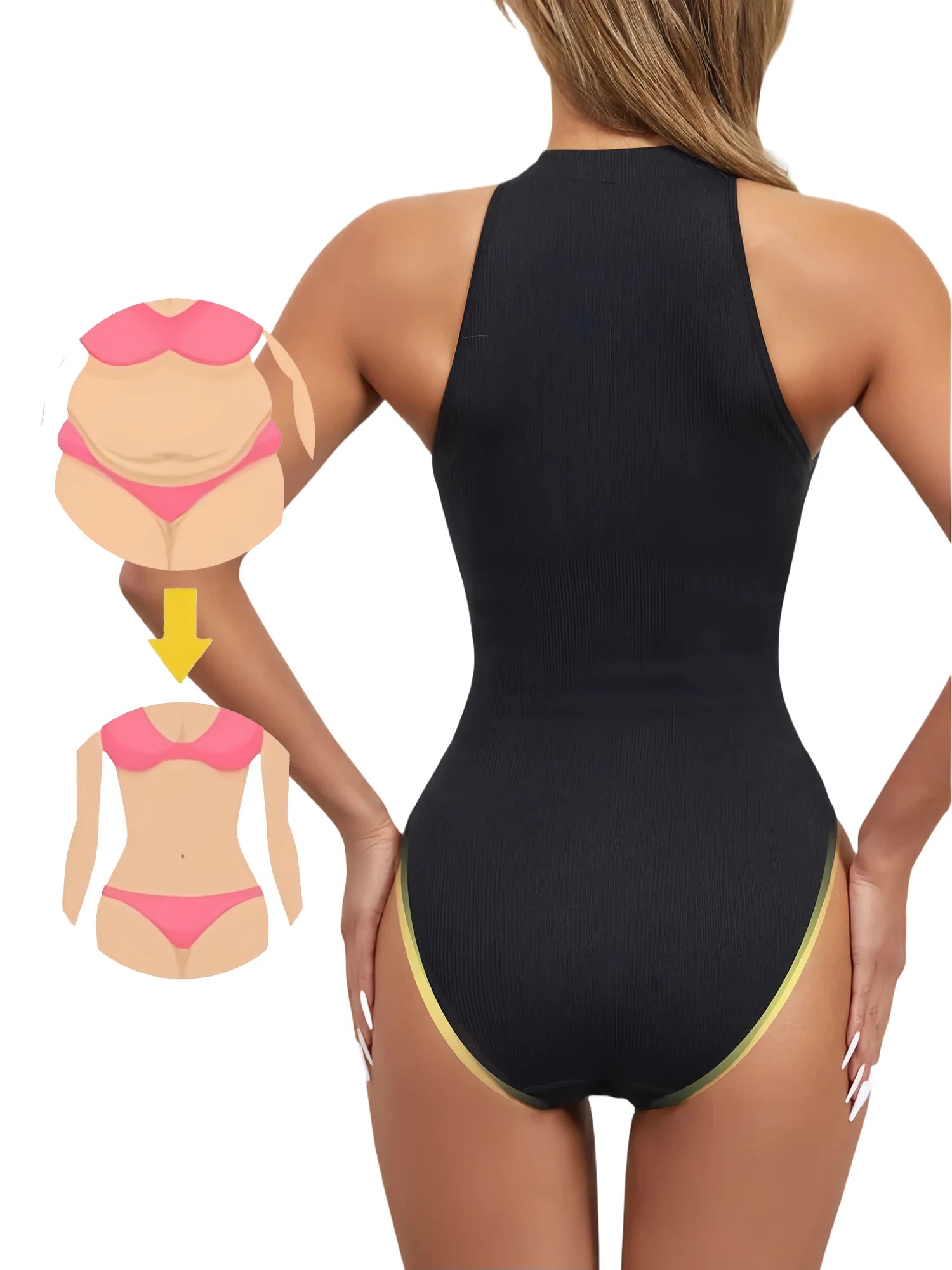 Women Round Neck Shaperwear Bodysuits Sleeveless Adjustable Buckle Tight Fitting Jumpsuit T-shaped Shapewear Corset