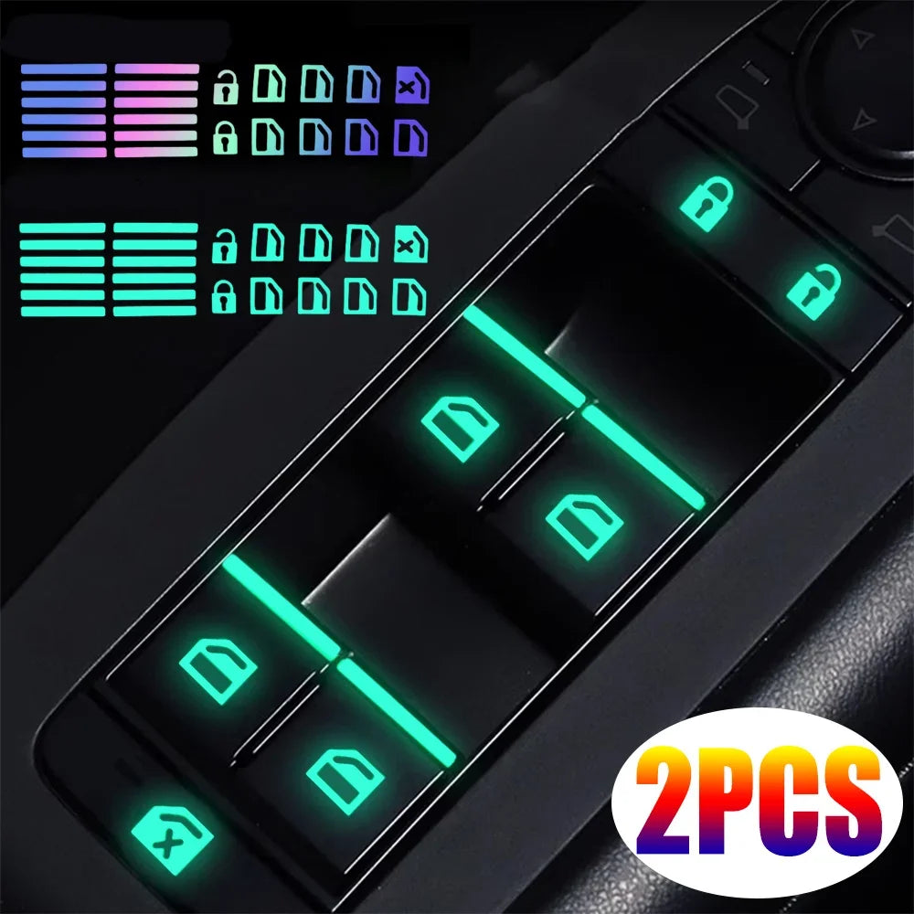 Luminous Car Window Switch Sticker - Glow in the Dark Decorative Fluorescent Decal for Nighttime Safety