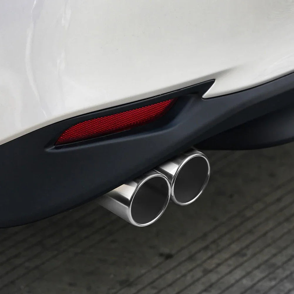 Universal Stainless Steel Curved Exhaust Tip - Stylish Tail Pipe Trim for Enhanced Car Styling