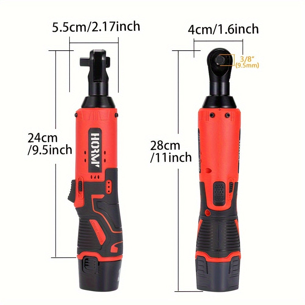 Cordless 3/8" Electric Ratchet Wrench Kit - High Torque, Fast Speed, Dual Batteries & Charger, 7 Sockets for DIY and Automotive Use