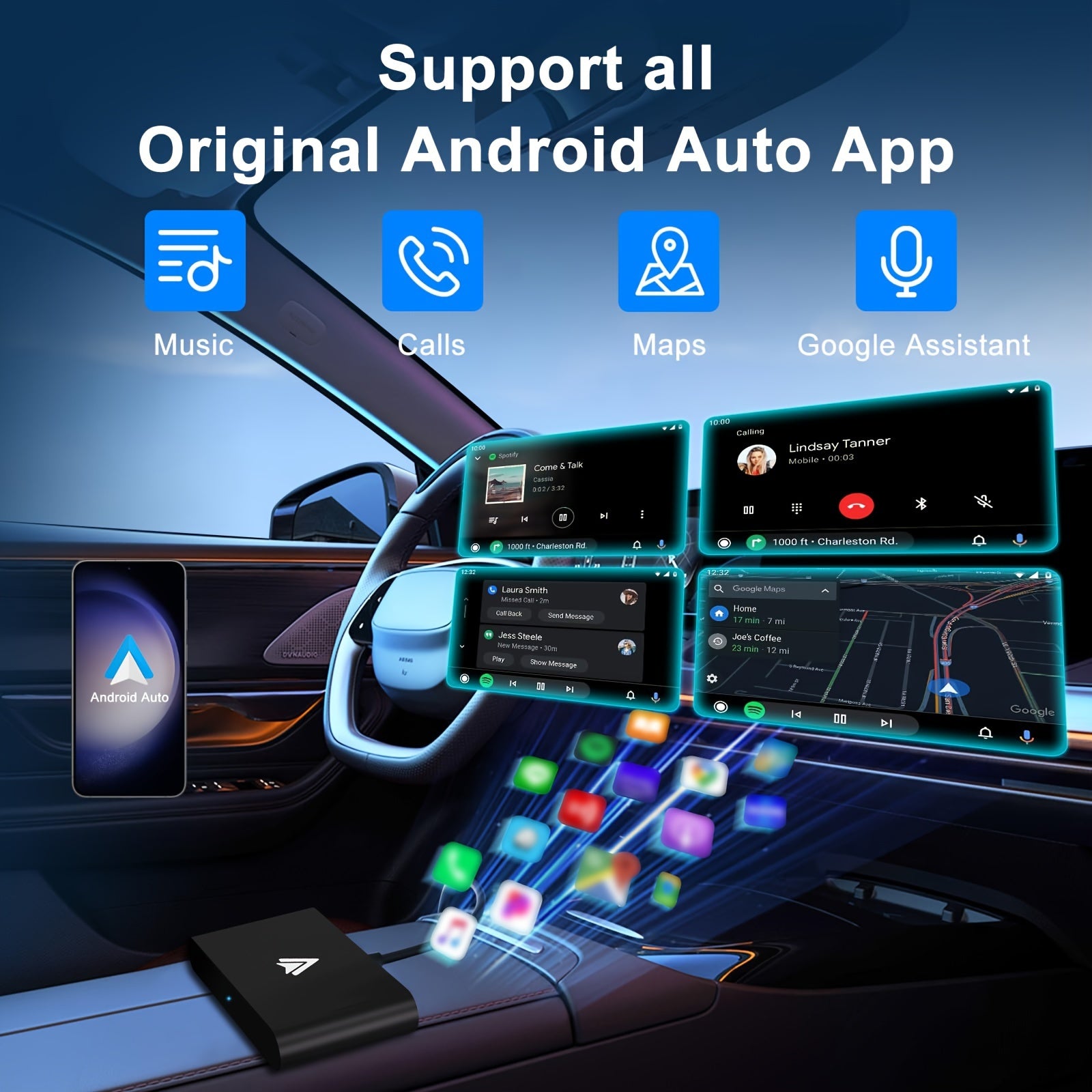 Wireless Android Auto Upgrade Adapter – Effortless Plug & Play for Seamless Navigation, Music, and Hands-Free Calls in Your Car