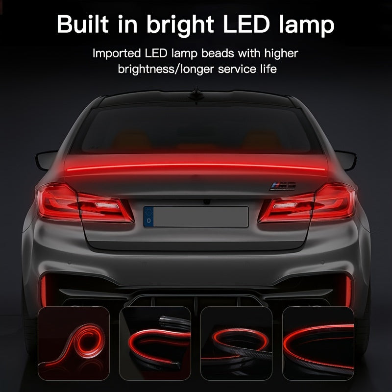 47/59" LED Carbon Fiber Car Tail Lights with Luminous Rear Roof Spoiler & High Brightness Brake Trim Light - Durable, Easy to Install Accessories for Enhanced Vehicle Aesthetics and Safety