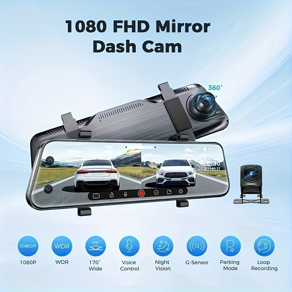 10" High-Definition 1080P Touch Screen Dash Cam with 170° Wide Angle Lens, Loop Recording, and Free 32G Memory Card for Ultimate Driving Security