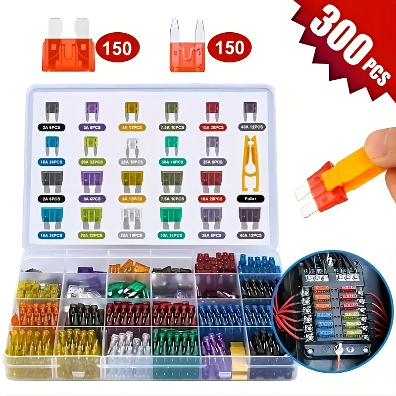 Ultimate 300-Piece Automotive Blade Fuse Kit with Fuse Puller – Assorted Fuses for Cars, Trucks, & Motorcycles