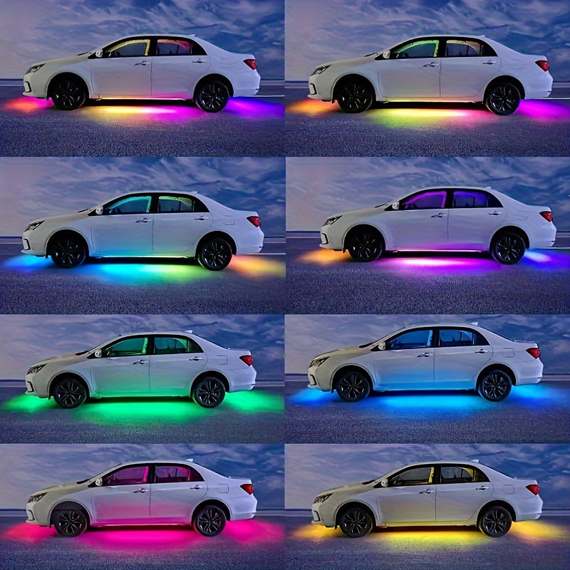 Universal RGB Neon Underglow LED Lights Kit for Cars - 4-Piece Set with 16 Million Color Options, Dynamic Chase Effects & Wireless Remote Control - Easy Installation for All Vehicle Models