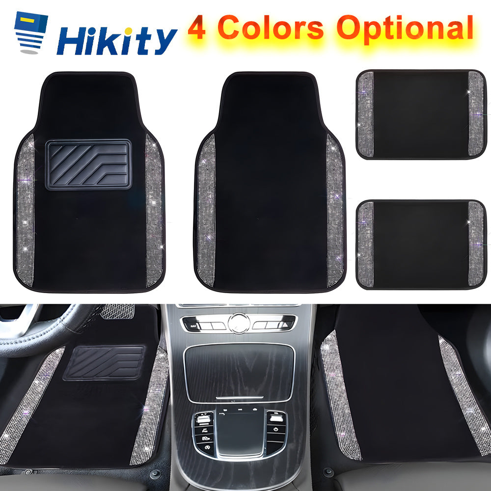 Sparkling Rhinestone Car Floor Mats Set - Bling Diamond Glitter Car Carpets in 4 Color Options for Ultimate Luxury and Protection