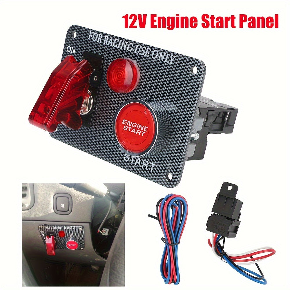 12V 30A Vehicle Push Button Ignition Switch with Dual Toggle Controls for Custom Car Modifications