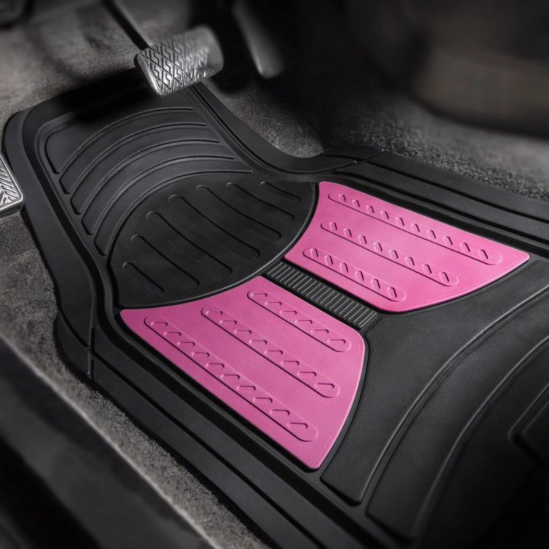 Pink Rubber Car Floor Mats with Air Freshener - 4-Piece Set for Ultimate Style and Protection