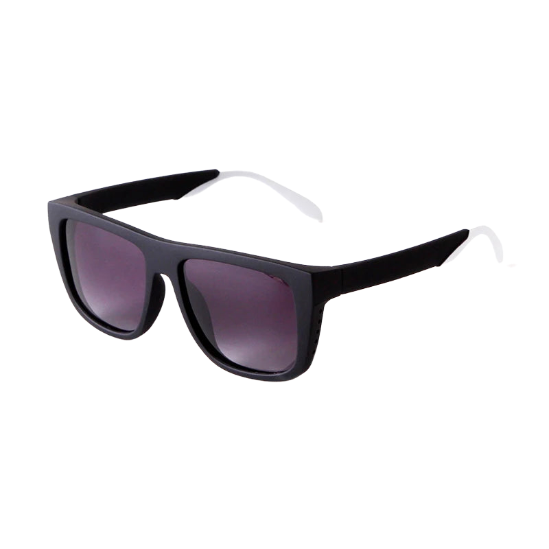 a pair of black sunglasses with a white handle