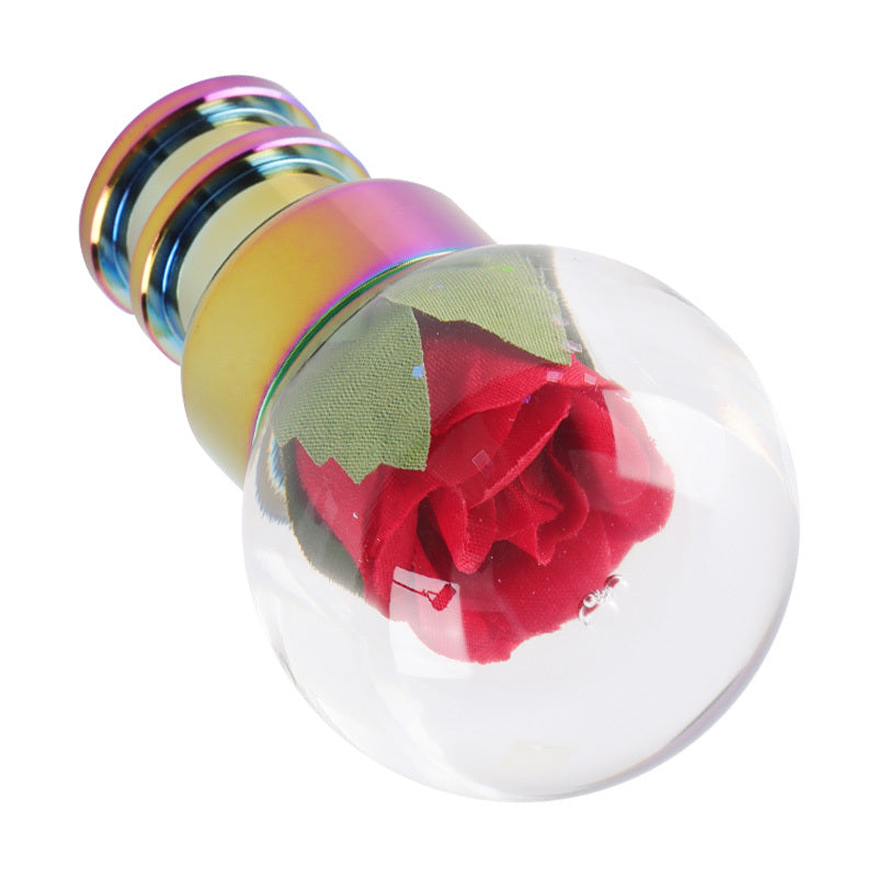 Manual Transmission Universal Fit Acrylic Flower Shift Knob - Transparent Creative Gear Lever Handle with Adapter