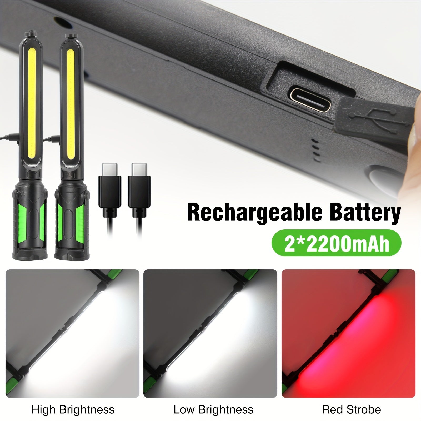 Versatile Rechargeable LED Mechanic Light - Cordless, Magnetic, and Adjustable Work Light for Garage, Car Repair, and Emergency Use