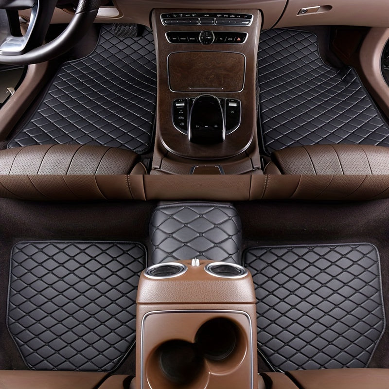 Luxury Faux Leather Waterproof Car Floor Mats Set - 5-Piece Universal Protection for Cars, SUVs, and Trucks