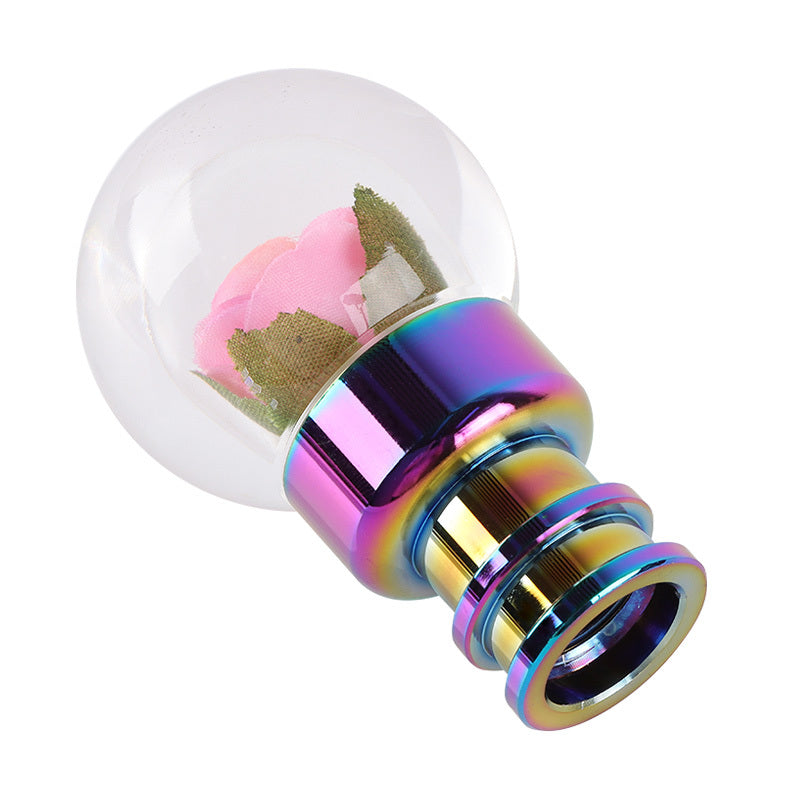 Manual Transmission Universal Fit Acrylic Flower Shift Knob - Transparent Creative Gear Lever Handle with Adapter