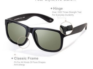 a pair of sunglasses with different frames and features