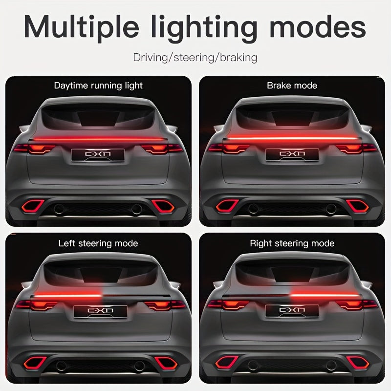 Universal 47-Inch LED-Illuminated Carbon Fiber Rear Wing Spoiler - Enhance Vehicle Aerodynamics and Visibility with Stylish Brake Light Strip for Car Enthusiasts