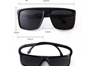 a pair of sunglasses with the measurements for each pair