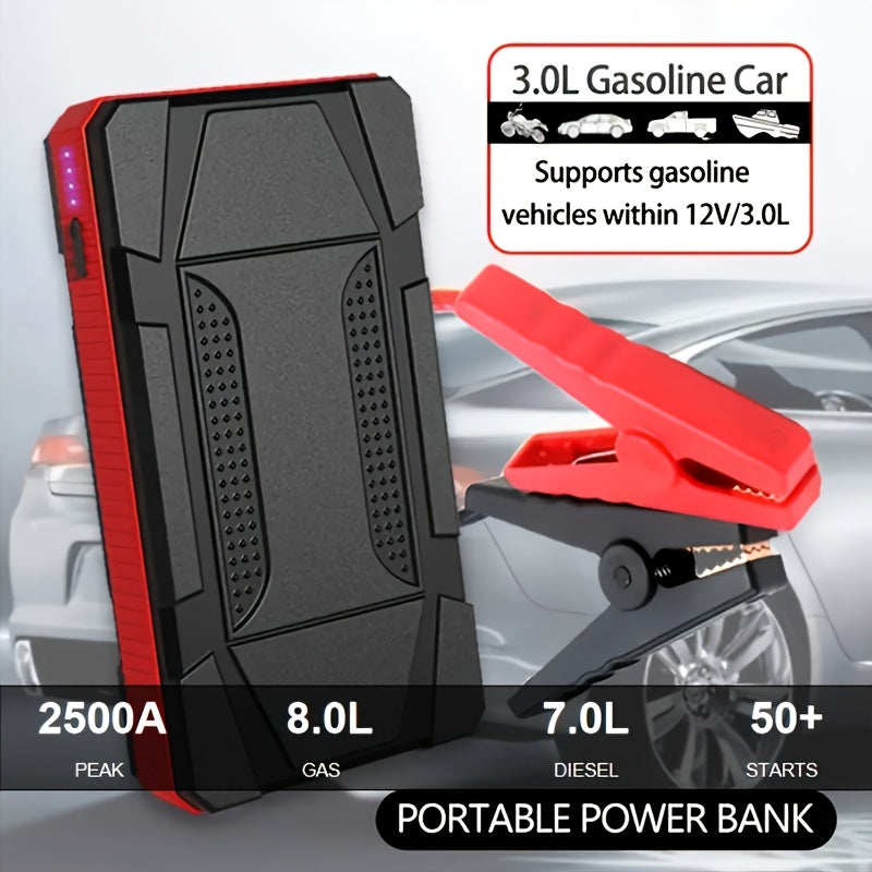 Compact Emergency Car Jump Starter with USB and LED Light - 6400mAh Battery for All Vehicle Types

Stay ready for anything with this compact emergency car jump starter. Featuring a powerful 6400mAh battery, it effortlessly revives both gasoline and