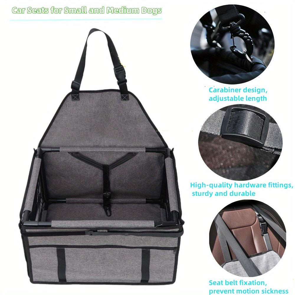 Pet Car Seat Booster - Washable Travel Bag for Medium Pets Up to 50lbs, Perfect for Midsize & Large Vehicles