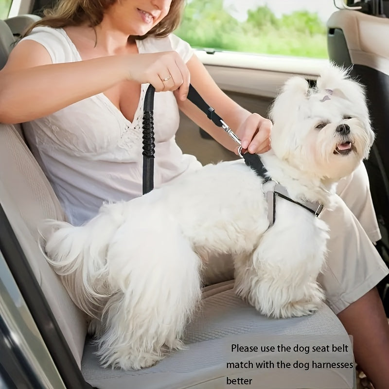 Adjustable Dog Car Seat Belt Tether – Safe & Secure Nylon Leash for Dogs and Cats in Vehicles