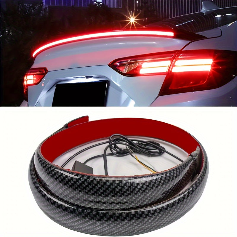 51 Inch LED-Enhanced Carbon Fiber Car Spoiler - Universal Rear Wing Splitter with Dynamic Design, Easy Installation, and Durable Exterior Accessory for Vehicle Customization