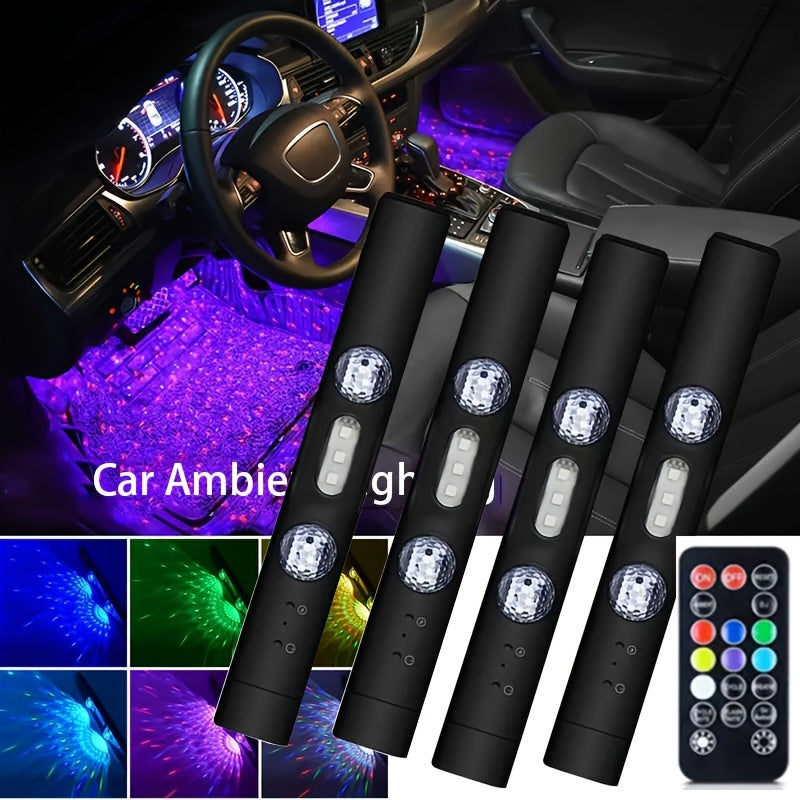 Multicolor Wireless LED Car Light Kit - Auto Sensor, Music Sync & Remote Control for Ultimate Interior Ambiance and Party Vibes