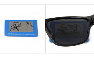 a pair of sunglasses with a credit card attached to them